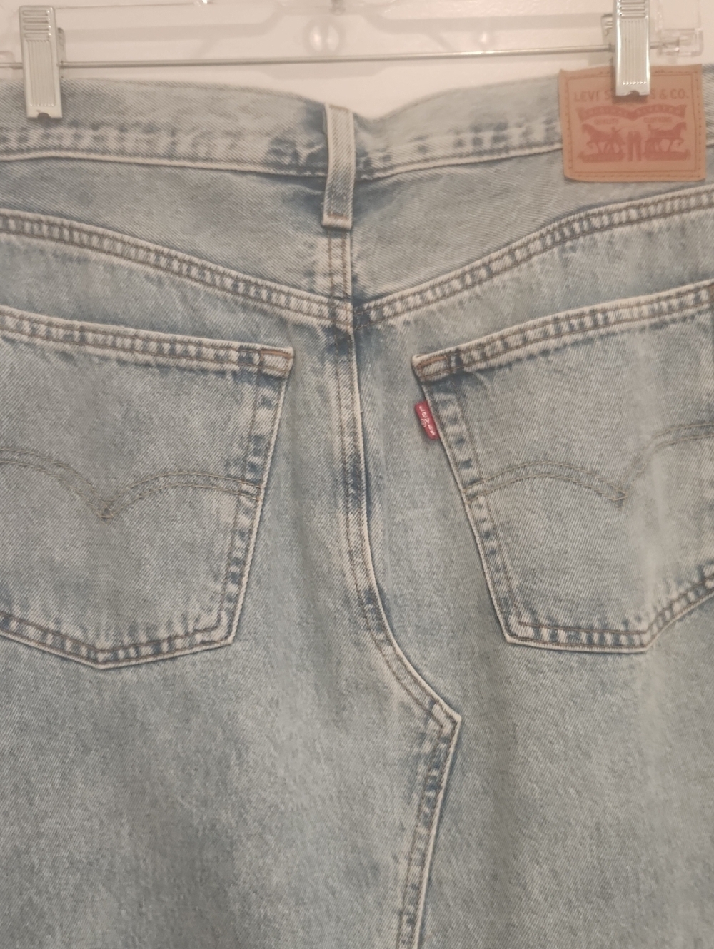 Levi's Light Blue Denim Maxi Skirt Button Fly Raw Hem - Picture 8 of 13